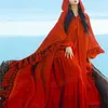 Wear Travel Red pour les femmes Cape et Châle du sichuan manteau ethnique Long