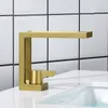 Bathroom Sink Faucets Brushed Gold Basin Solid Brass Mixer & Cold Single Handle Deck Mount Lavatory Tap Creative Arrival