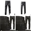 Men'S Jeans Mens Leather Trousers Men Motorcycle Black Pants Fashion Pu Riding Waterproof Motor Biker Male Street Plus Size 230330 Dr Dhvza