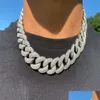 Цепи 15 мм Icedmiami Cubanlink Diamond Chain Collece 14k белого золота, покрытого кубическими украшениями циркония 7inch-24-дюймовый подарки 269h Delive Dhrpl