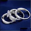 Anneaux de mariage Vintage CZ Ring Set 925 Sier Promise Engagement Bijoux pour les femmes Taille 5 6 7 8 9 Drop Livraison DHG2J