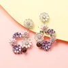 Brincos de berros de zircão colorido Cluster de flores com jóias de moda e temperamento como presente para festivais femininos