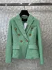 Women's Jackets Designer 2024 Spring Celebrity Style Versatile Slim Green Waist Wrapped Tweed Suit Coat for Women L6BV