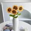 Fleurs décoratives artificielles à main tricote de tournesol bouquet faux arrangement flor