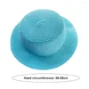 Beretten vrouwen Straw Hat Sun Protection Anti-UV Wijd rand Flat Top opvouwbare buitenkamperen Cap Vakantie Beach