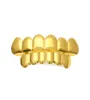 Real Shiny New 18K Gold Rhodium Plated Hiphop Teeth Grillz Caps Top Bottom Grill Set for Men3509542