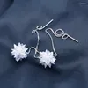 Boucles d'oreilles en peluche mloveac authentique 925 argent sterling scintillant cristal pendant drop women women chain