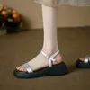 Klänningskor sommar gladiator plattform kvinnor sandaler mode elegant mjuk sula pendling damer komfort tjock botten strand