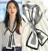 Black White Striped Silk Women Long Wild Spring Autumn Decoration Small Scarf Ribbon Headband8050335