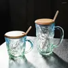 Bicchieri da vino Modello del ghiacciaio in vetro con cucchiaio coperchio manico di alto valore per bere tazza da tè tazza da tè bevande per le tazze da tè