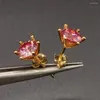 Stud -oorbellen roze moissaniet 6,5 mm Totaal 2ct VVS Grade 925 Silver Prevent Allergy 18K Gold Plating