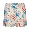 Shorts femininos do Dia da Independência Mulheres Americana Bandeira Padrões Casual Pijama de calça curta da cintura de cordão casual para cenário com manto