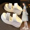 Tofflor 7,5 cm syntetiska strass mode fritid sommar sandaler plattform kil lägenheter lyx elegans kvinnor bling skor