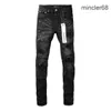 Brand viola di alta qualità24 marca viola graffiti jeans high street vernice sfilacciata