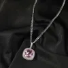 Collier pendentif de forme carrée rose de qualité supérieure