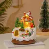 Party Decoration Christmas Music Box Illuminated Resin House Ornament Rotating Winter Scene 6.3inch Home Tabletop Gift For Kids