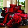 Ensembles de literie Ensemble Flower3 / 4pcs Rose Imprimez lin de lit de luxe pour couvre-couvercle tai-oreiller dans la taie d'oreiller décoration de chambre