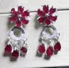 Dangle Earrings Natural Real Ruby Flower Style Drop Earring 0.35ct 18pcs Gemstone 925 Sterling Silver Fine Jewelry T8100114