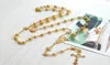 Hänge halsband religiösa guld radband halsband blomma ihåliga bönpärlor kedja katolska korsfix kors kyrka dop smycken h7530096