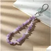Keychains Lanyards 10st mobiltelefonkedja för kvinnor Key Chains Tassel Natural Chip Quart Stone Bead String Strap Anti-Lost Cellp DHOVZ