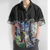 Men's Casual Shirts 2024 Short Sleeve Shirt 3d Graffiti Gradient Printed Hawaiian For Men Summer Beach Oversized Tops