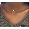 Chokers Sier Color Heart Pendant ketting voor vrouwen Korte keten Collana Kolye Choker Collar Love Sieraden Drop levering Kettingen Penda DHLM5