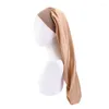 Beretti Donne Donnet Long Satin Sleep Cap Sleky Donno con ampie trecce per capelli per capelli a fascia elastica Naturale