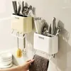 Armazenamento de cozinha Fácil de limpar o suporte do pauzinho moderno Montagem de parede multifuncional com a barra de toalha de gancho Dreno destacável