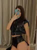 Cnyishe pu läder shorts kvinnor mode oregelbundna klippta ut mager sexiga bottnar streetwear gothic super mini shorts baddie kläder 240408