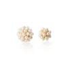 Studörhängen MloveAcc 925 Sterling Silver Pearls Ball For Women Simple Lady Exquisite Small Earring