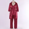 Vêtements à la maison Femmes 5 / 4pcs en satin en dentelle pyjamas set sangle pantalon top pantalon de nuit
