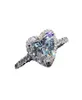 Women039s Iced Out Heart Diamond Ring Square Diamond Ring Micro Pave Mossinaante 925 Silver Hip Hop Ranne Réglable One Size7677584
