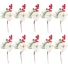 Decorative Flowers 10 Pieces Artificial Christmas Picks Red Berry Stems Tree Decoration For Home Wreath Table