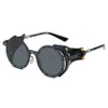 Winnies New Metal Punk Steam Mens and Womens Personalized Sunglasses Round Frame Avant-garde Fashion Sunglasses