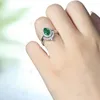 Cluster Anneaux Kuololit Nano Emerald Pear Gemstone pour les femmes Solide 925 Silt Silver Fine Jewelry Wedding Engagement Party Gift