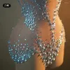 Stage Wear Sparkle Rhinestone Sexy Cody Body Set Women Birthday Party Nightclub Calling in rete da ballo in rete