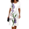 Casual Dresses Wear Midi Dress Women A-line Floral Tulip Print Summer For Soft Breathable Knee Length Commute