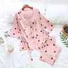 Home Clothing Herbst Pyjama Sets Frauen 3 Stück Baumwolle süße Top Shorts Robe Elastic Taille Pijama Loosen Homewear Nightwear Pyjama