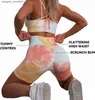 Shorts féminins shorts pour femmes tie dye hautement taille fitness shorts shorts fitness tenue yoga leggings workout women c240413