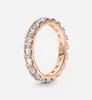 Rose Gold Plated Sparkling Row Eternity Ring med Clear CZ Fashion Style Jewelry for Women35934267611520