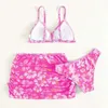 Jednoczęściowe 3pc/set dzieci dziewczęta bikini setki szelki kwiatowe kombinezony dla dzieci ochrona przed słońcem letnie garnitury plażowe dla początkujących