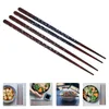 Almacenamiento de cocina 2 par Chop reutilizable Chopsticks de madera de estilo japonés (patrón rojo de azul cereza)