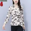 Kvinnors blusar S-3XL År 2024 Button Tops Women Spring Basic Wear V Neck Retro Vintage French Design Shirts Peplum Belly