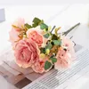 Dekorativa blommor 2st Peony Artificial Retro Rose Floral Arrangemang för hembordsdekoration bröllop brud bukett som håller falsk blomma