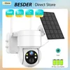 IP-камеры Besder Wi-Fi Ptz Camera Outdoor Wireless Solar Solar Ipcamera 4MP HD встроенная аккумуляторная камера с аккумулятором долгое время ожидания