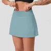 L SCLIZZA Short Nuovo ritmo attraverso la vita alta Donne Short Shorts Solid Sports Gym Weartlese Leggings Elastic Fitness Lady Yoga Short Tennis Skirts A Line