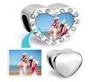 Alloy Customized blank heart photo bead Metal birthstone crystal European Charms Fit Chamilia Biagi Bracelet8193887