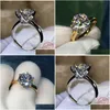 Rings Solitaire 1.5ct Lab Diamond 24K Gold Ring Origineel 925 Sterling Sier Engagement Band For Women Bridal Jewelry Drop Delivery Dhhew Dhhew