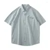 Camicie casual maschile en maniche corte americane per estate cittadini tascabili tascabili pura camicia bianca di cotone puro