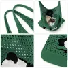 Kvällspåsar Kvinnors axelhandväskor 2024 Summer Trend Hollow Crocheted Panda Stor Knit Bag Eesthetic Mesh Beach Hobo For Women Girls